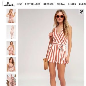 Lulu's White and Red Stripped Romper
